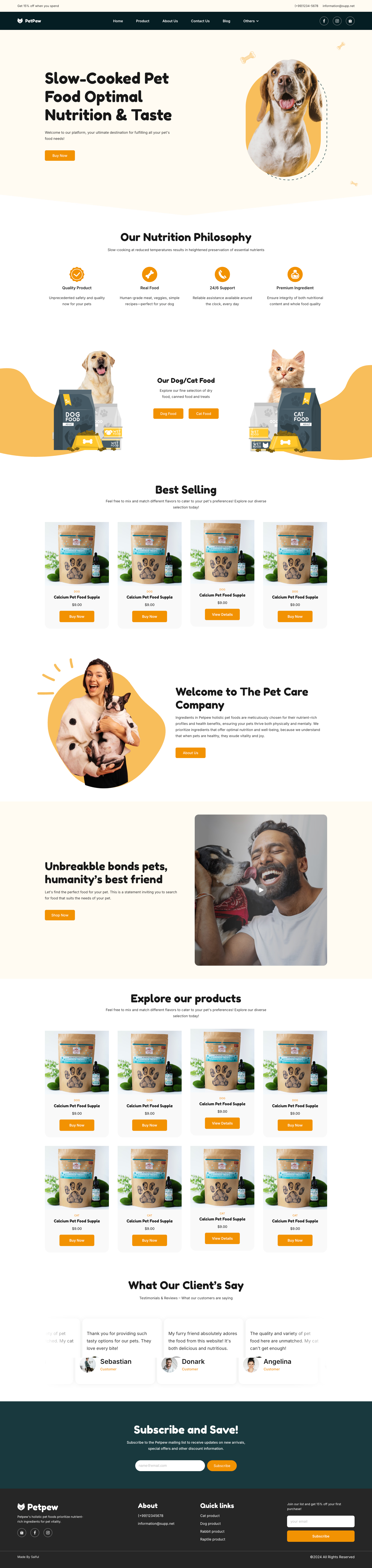 Site de pet shop criado pela Bapweb